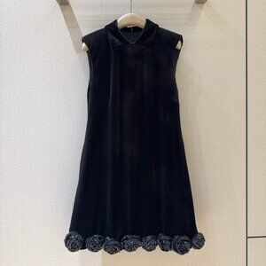 Leo&Lin New Velvet Sleeveless Vest Dress